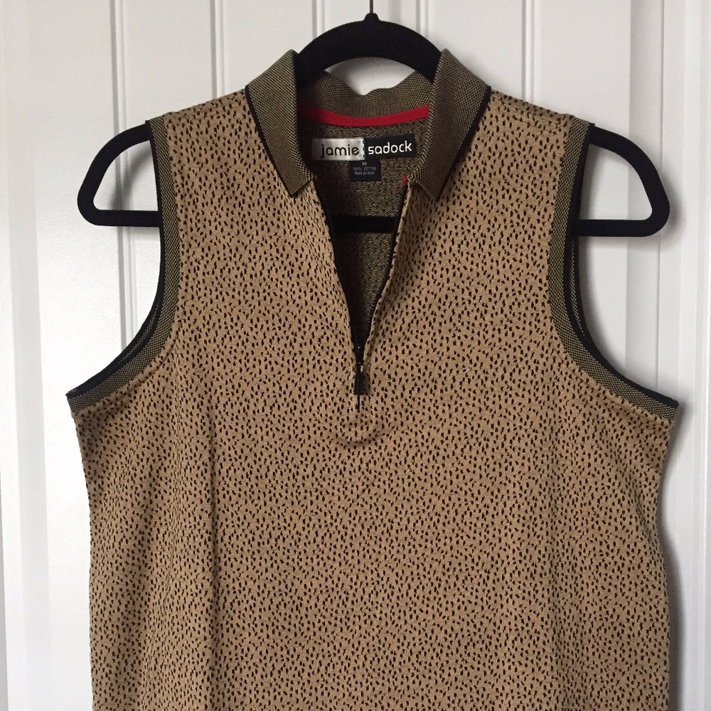 Jamie Sadock Medium Golf Shirt Black & Tan